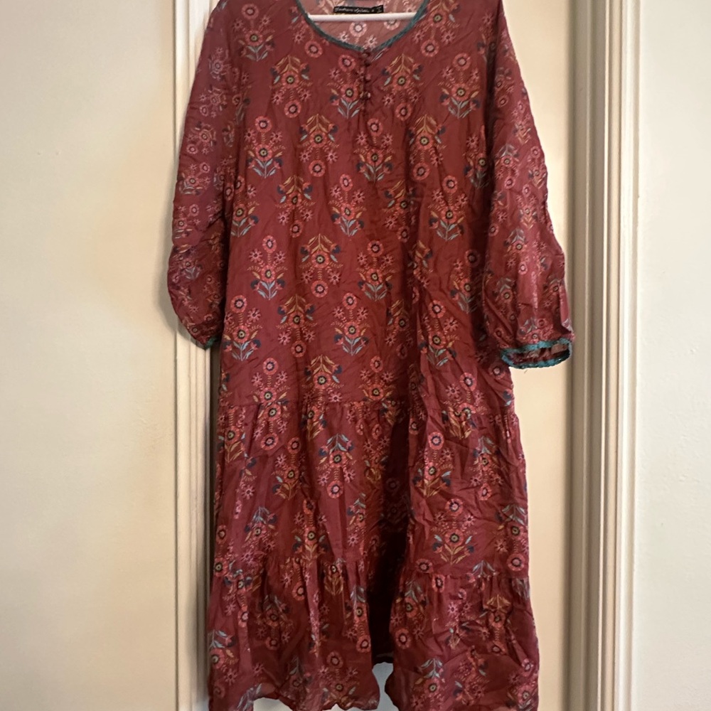Gudrun Sjoden Floral Burgundy Dress